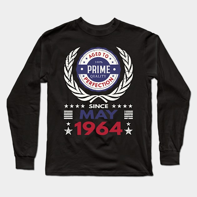 Birthday Design - Aged to Perfection Prime Quality - April 1964 Long Sleeve T-Shirt by Moonsmile Products